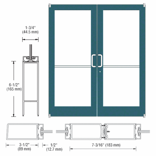 Custom Paint Custom Pair Series 400 Medium Stile Offset Pivot Entrance Doors for Surface Mount Door Closers