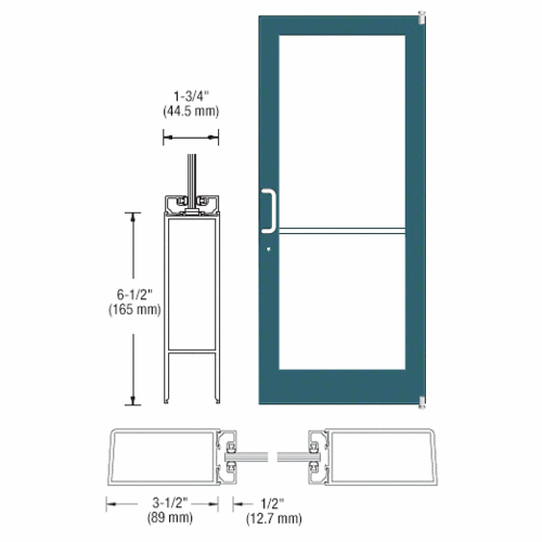 Custom Single Series 400 Medium Stile Offset Pivot Entrance Door for Surface Mount Door Closers