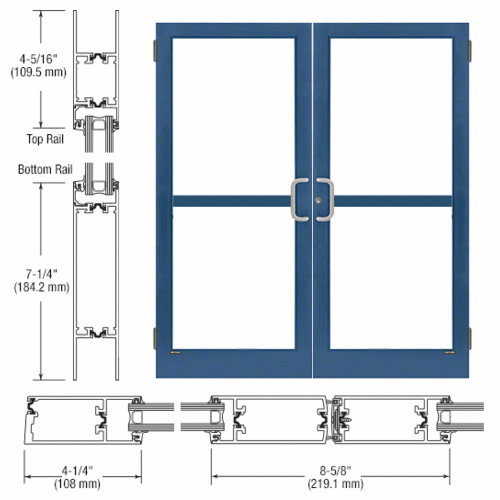 Custom KYNAR Paint Pair Series 400T Thermal Medium Stile Butt Hinge Entrance Doors with Panics for Surface Mount Door Closers
