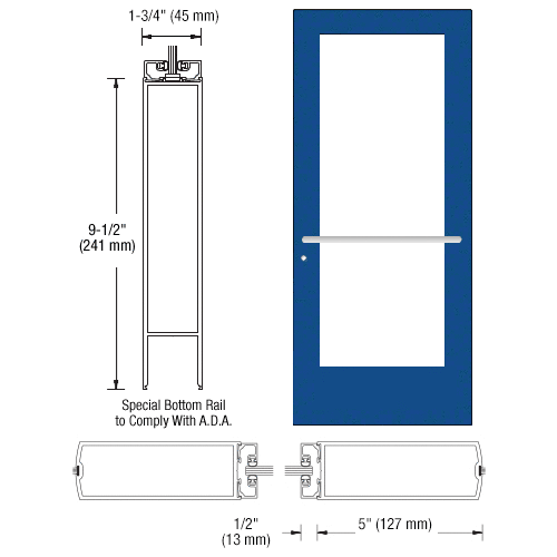 Custom KYNAR Paint Custom Single Series 550 Wide Stile Center Pivot Entrance Door for Overhead Concealed Door Closer