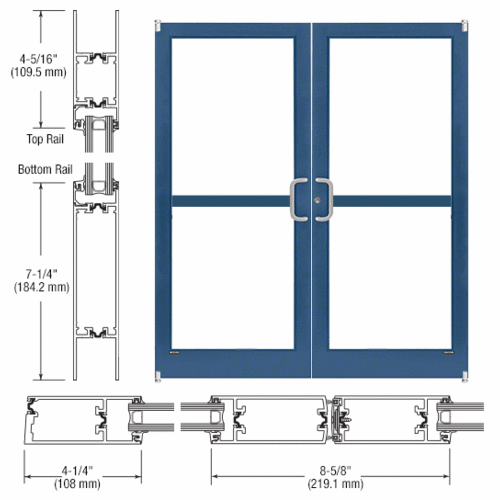 Custom KYNAR Paint Custom Size Pair Series 400T Thermal Medium Stile Offset Pivot Entrance Doors with Panics for Surface Mount Door Closers