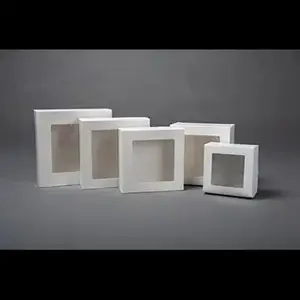 Quality Carton & Converting WW10105 Cake Box 10X10X5 IN Paperboard White Square Lock Corner 1-Piece With Window - pack of 150