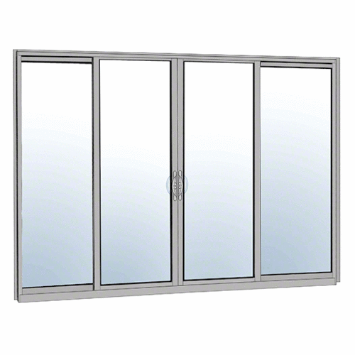 Clear Anodized OXXO Sliding Door Thermally Broken Fin Frame Unglazed with Screen