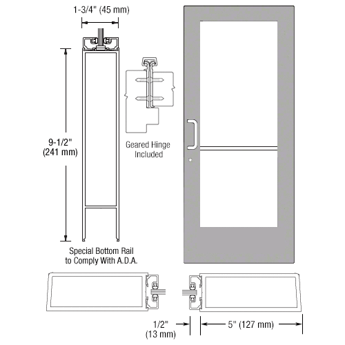 CRL-U.S. Aluminum DE51811 Clear Anodized Custom Single Series 550 Wide ...