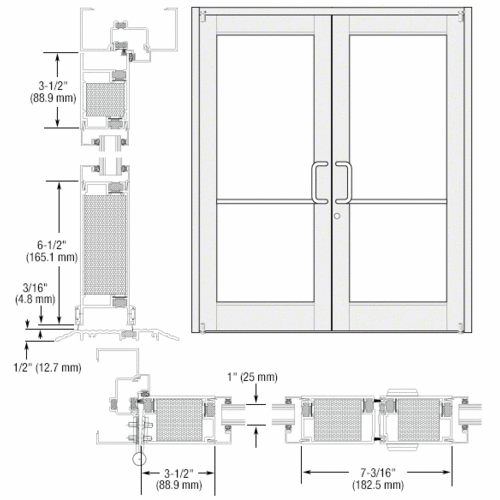 White KYNAR Paint Custom Pair Series 700T Medium Stile Offset Pivot Thermal Entrance Doors for Surface Mount Door Closers