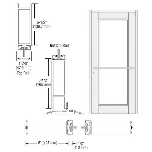 CRL-U.S. Aluminum DC91752 White KYNAR Paint Custom Single Series 850 Durafront Wide Stile Center Pivot Entrance Door for Overhead Concealed Door Closer