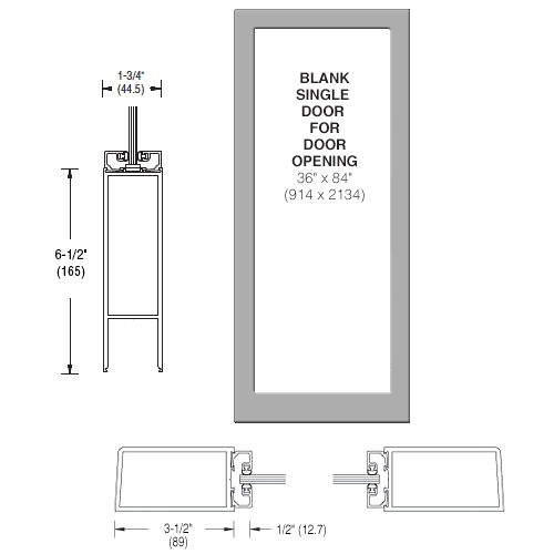 Class I Clear Anodized Custom Single Blank 400 Medium Stile Offset Hung Entrance Door- No Prep