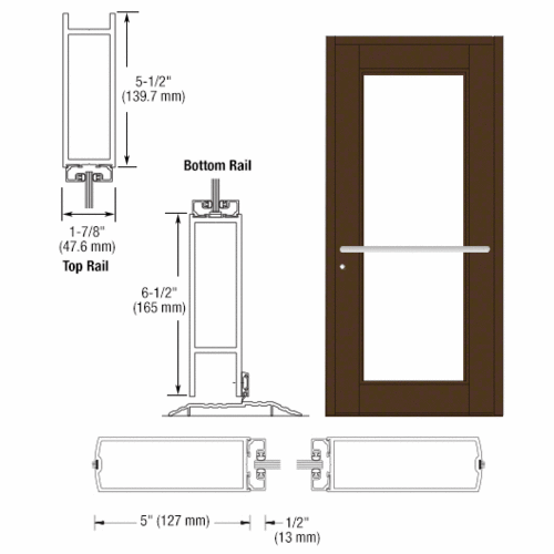 Bronze Black Anodized Custom Single Series 850 Durafront Wide Stile Center Pivot Entrance Door for Overhead Concealed Door Closer