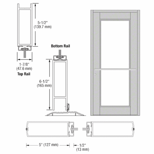 Clear Anodized Custom Single Series 850 Durafront Wide Stile Center Pivot Entrance Door for Overhead Concealed Door Closer