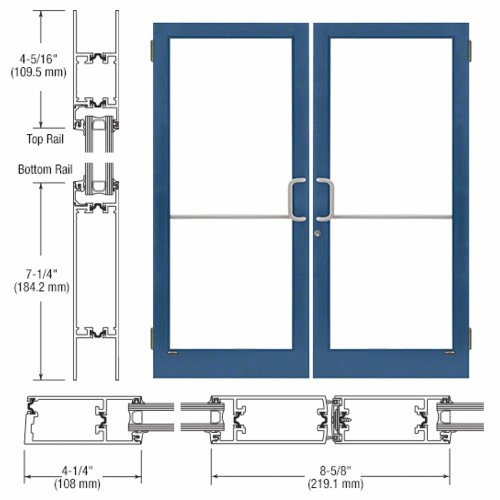 Custom KYNAR Paint Custom Pair Series 400T Thermal Medium Stile Butt Hinge Entrance Doors for Surface Mount Door Closers