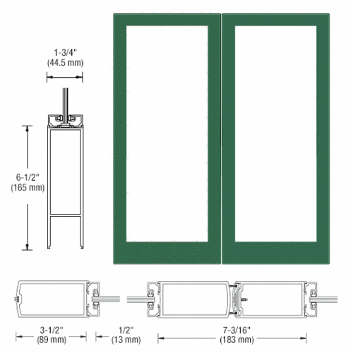 Custom Anodized Custom Blank Pair 400 Medium Stile Center Hung Entrance Doors- No Prep