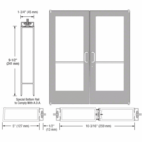 CRL-U.S. Aluminum DE52211 Clear Anodized Custom Pair Series 550 Wide