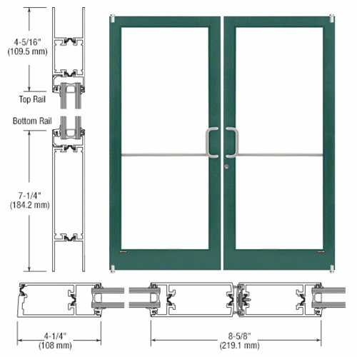 Custom Anodized Custom Pair Series 400T Thermal Medium Stile Offset Pivot Entrance Doors for Surface Mount Door Closers