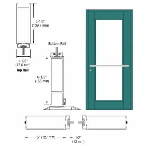 Custom Anodized Custom Single Series 850 Durafront Wide Stile Center Pivot Entrance Door for Overhead Concealed Door Closer