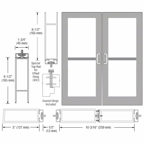 CRL-U.S. Aluminum DZ52911 Clear Anodized Custom Pair Series 550 Wide ...