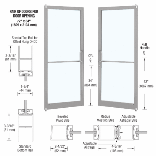 CRL-U.S. Aluminum DC22111 Clear Anodized Custom Pair Series 250 Narrow ...