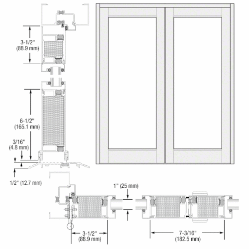 White KYNAR Paint Blank Pair Series 700T Medium Stile Offset Hung Entrance Doors - No Prep