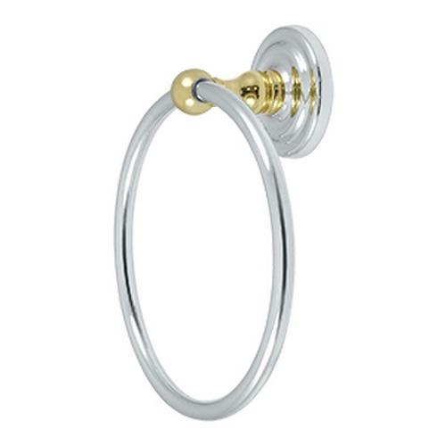 6-1/2" Diameter R Series Traditional Towel Ring Polished Brass/Chrome