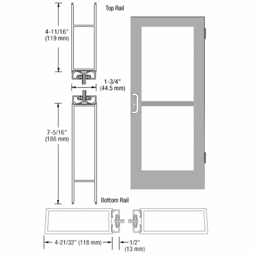 Class I Clear Anodized StormFront Series Custom Single Butt Hinge Entrance Door For Panic and Surface Mount Door Closer