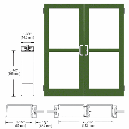 Custom Anodized Custom Pair Series 400 Medium Stile Butt Hinged Entrance Door With Panics for Surface Mount Door Closers