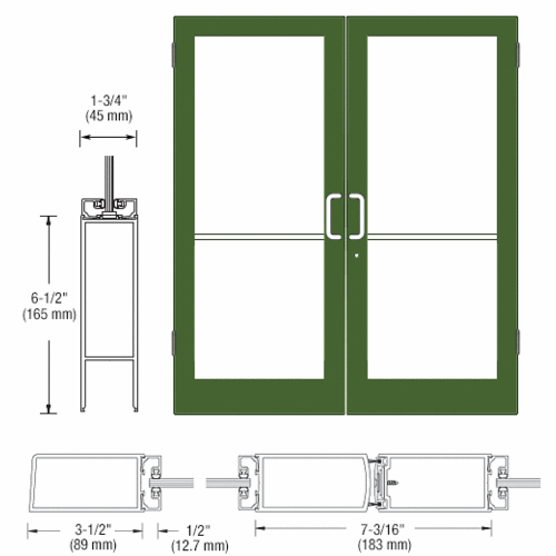 Custom Anodized Custom Size Pair Series 400 Medium Stile Butt Hinge Showroom Door for Surface Mount Door Closers