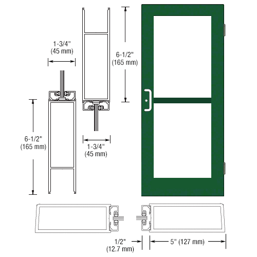 Custom Anodized Custom Single Series 550 Wide Stile Butt Hinged Entrance Door For Panic and Overhead Concealed Door Closer