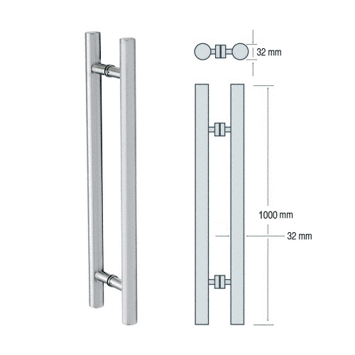 316 Polished Stainless 1000mm Long Straight Style Ladder Pull