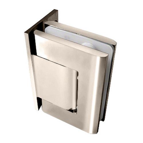 Brushed Satin Biloba Offset Back Plate Wall-to-Glass Hinge - Hold Open