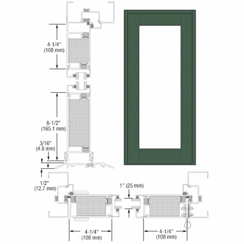 Custom Anodized Custom Blank Single Series 750T Wide Stile Offset Hung Thermal Entrance Door- No Prep