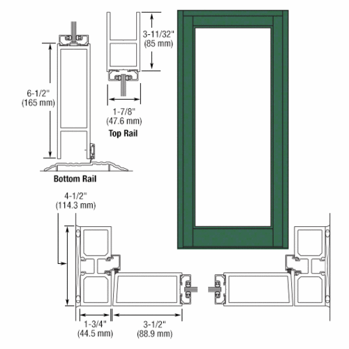 Custom Anodized Blank Single Series 800 Durafront Medium Stile Offset Hung Entrance Door- No Prep