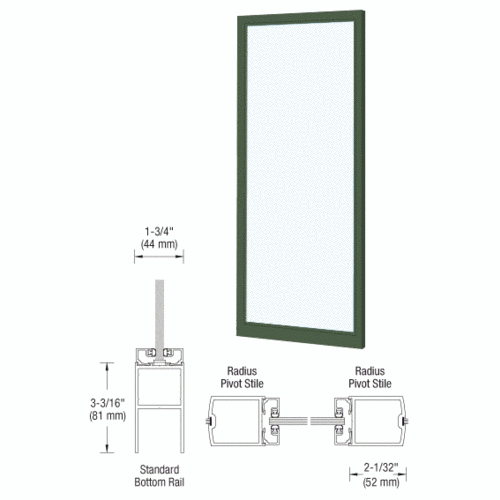 Custom Anodized Single 36" x 84" Blank 250 Narrow Center Stile Entrance Door