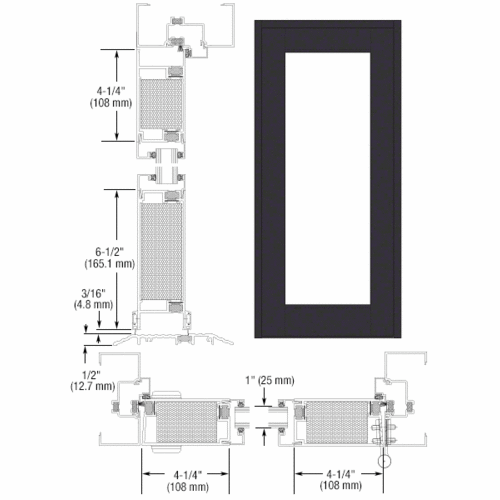 Black Anodized Custom Blank Single Series 750T Wide Stile Offset Hung Thermal Entrance Door- No Prep