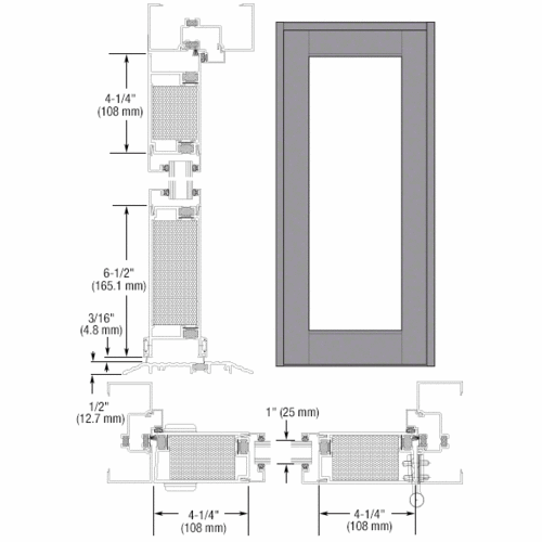 Clear Anodized Custom Blank Single Series 750T Wide Stile Offset Hung Thermal Entrance Door- No Prep