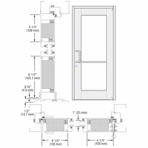 White KYNAR Paint Custom Single Series 750T Wide Stile Offset Pivot Thermal Entrance Door for Surface Mount Door Closer