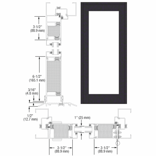 Black Anodized Blank Single Series 700T Medium Stile Offset Hung Entrance Door- No Prep