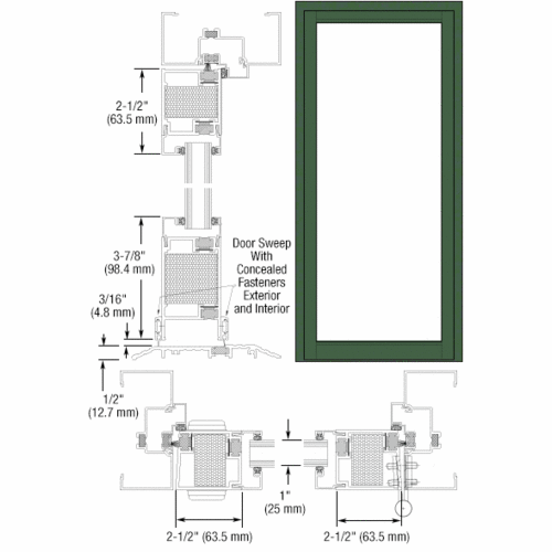Custom Anodized Blank Single Series 650T Thermal Narrow Stile Offset Hung Entrance Door- No Prep