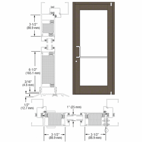 Class I Bronze Anodized Custom Single Series 700T Medium Stile Offset Pivot Thermal Entrance Door for Surface Mount Door Closer