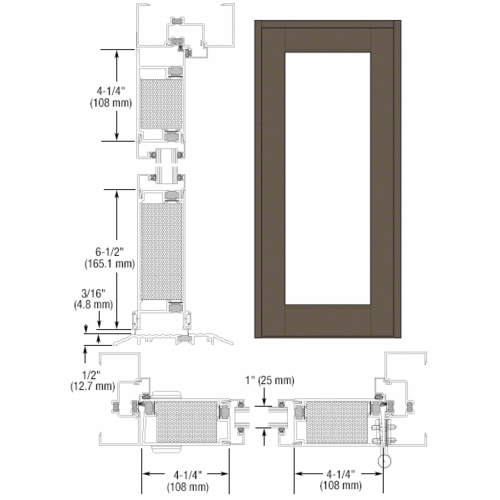 Class I Bronze Anodized Custom Blank Single Series 750T Wide Stile Offset Hung Thermal Entrance Door- No Prep