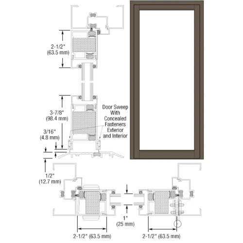 Class I Bronze Anodized Blank Single Series 650T Thermal Narrow Stile Offset Hung Entrance Door- No Prep