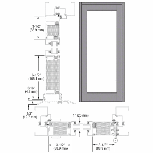 Class I Clear Anodized Blank Single Series 700T Medium Stile Offset Hung Entrance Door- No Prep