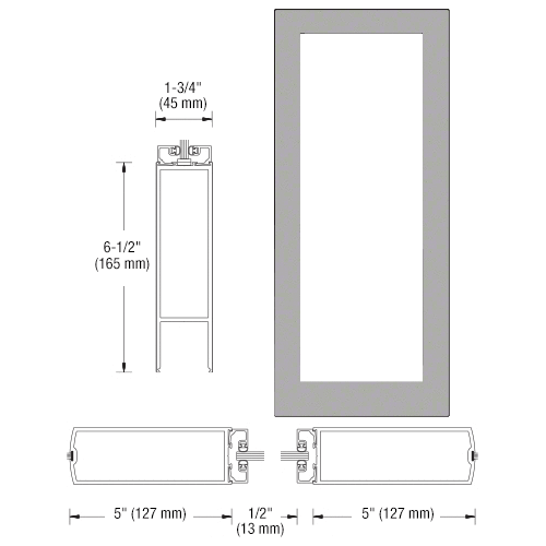 Class I Clear Anodized Custom Size Single Blank 550 Wide Center Stile Entrance Door - No Prep
