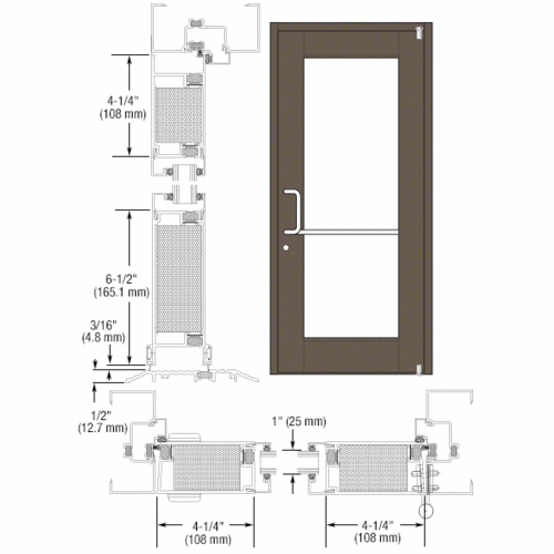 Class Bronze Anodized Custom Single Series 750T Wide Stile Offset Pivot Thermal Entrance Door for Surface Mount Door Closer