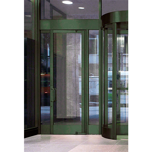 Balancer KYNAR Painted Aluminum Medium Stile Door for 1" Glazing; 3-11/32" Top Rail; 9-1/2" Bottom Rail; Concealed Hinge Tube RHR; With Lock