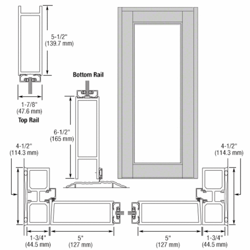 Class I Clear Anodized Blank Single Series 850 Durafront Wide Stile Offset Hung Entrance Door- No Prep