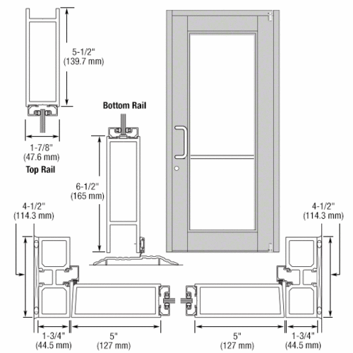 Clear Anodized Custom Single Series 850 Durafront Wide Stile Offset Pivot Entrance Door for Surface Mount Door Closer