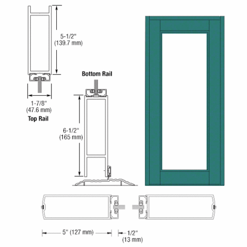 Custom Anodized Blank Single Series 850 Durafront Wide Stile Center Hung Entrance Door- No Prep