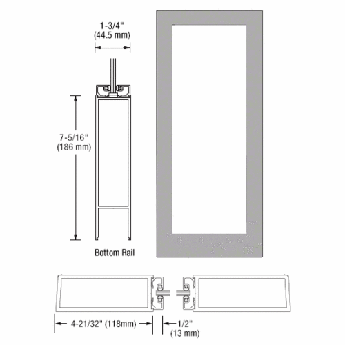IG600 Series Class I Clear Anodized Blank Single Hurricane Resistant Offset Hung Entrance Door- No Prep