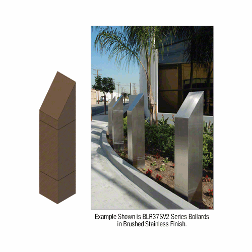 Brushed Bronze Bollard 9" Square with Angled Top and Single Line Accents