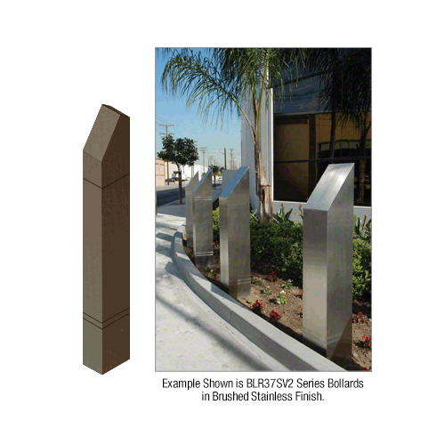 Brushed Bronze Bollard 6" x 4" Rectangular with Angled Top and Double Line Accents