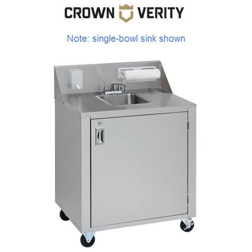 Crown Verity Double Bowl Portable Sink Cart, Hot/Cold, PHS-2